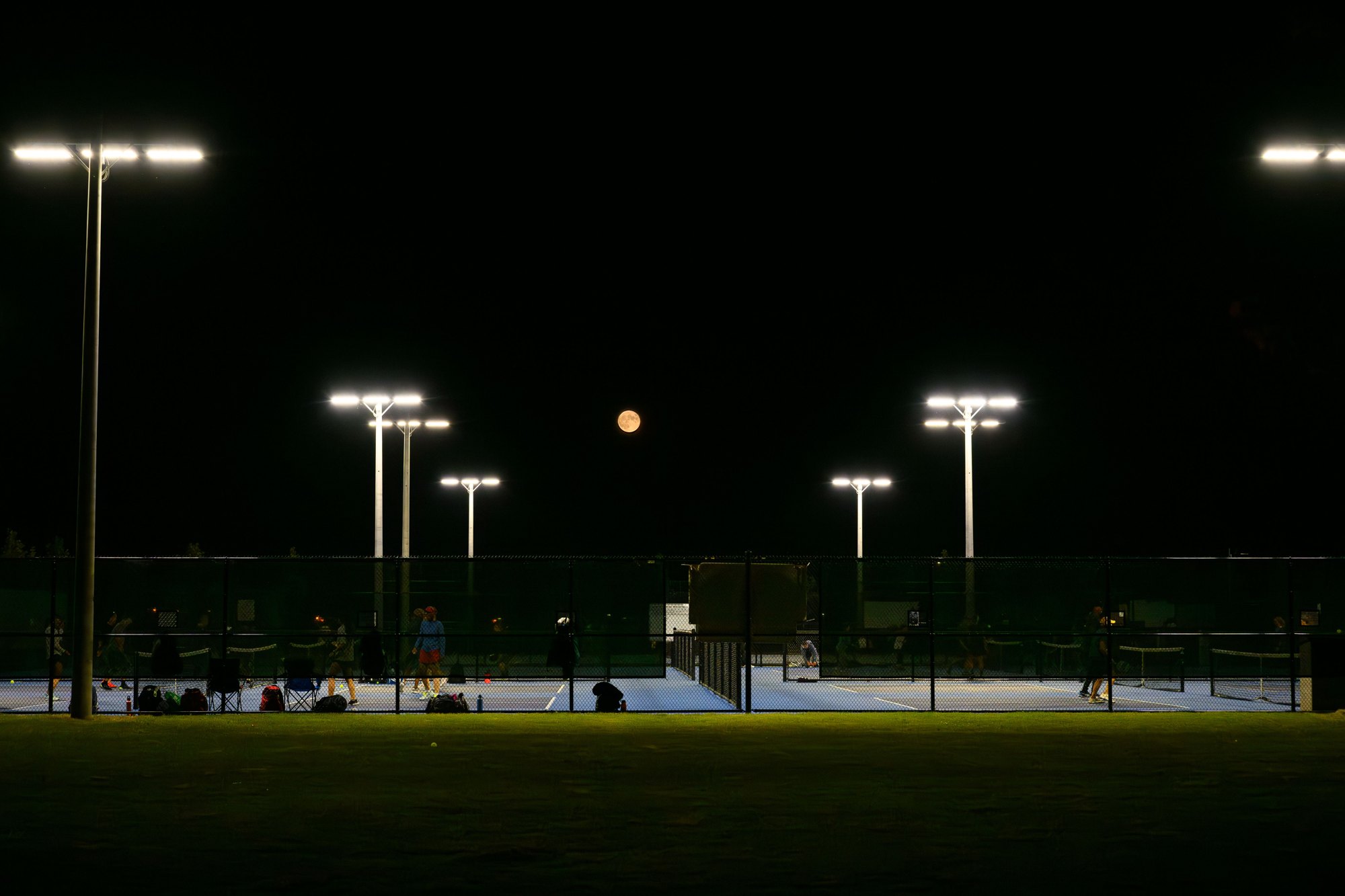 Athletic facility lighting at night
