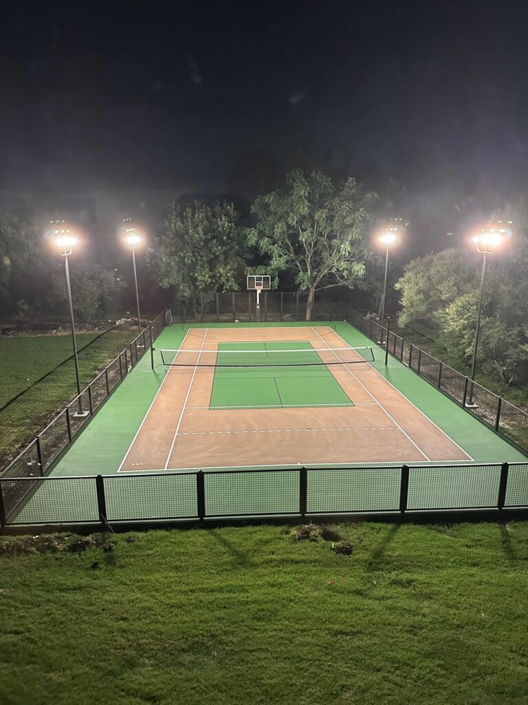 outdoor lighted basketball, tennis, pickleball court
